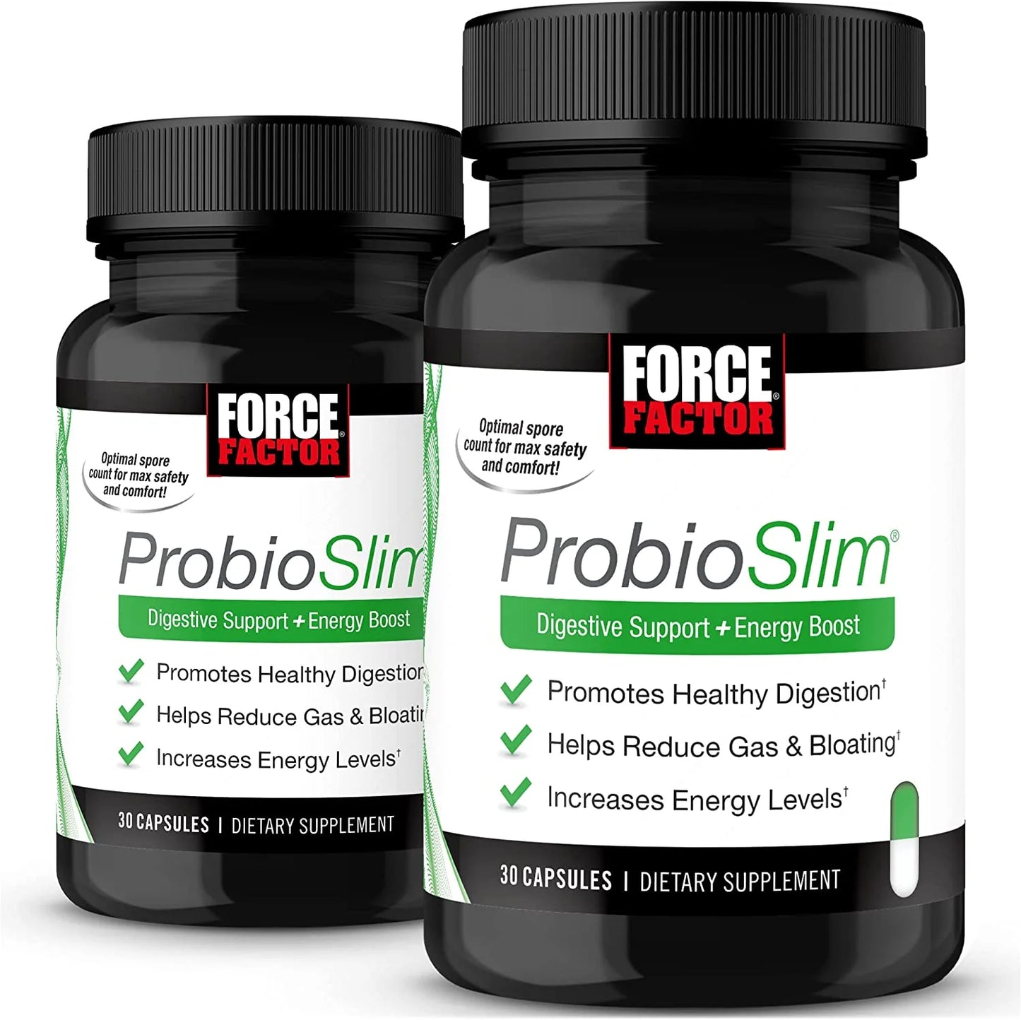 Probioslim Probiotic Supplement - 2-Pack for Digestive and Gut Health Support with Probiotics and Green Tea Extract, 60 Capsules