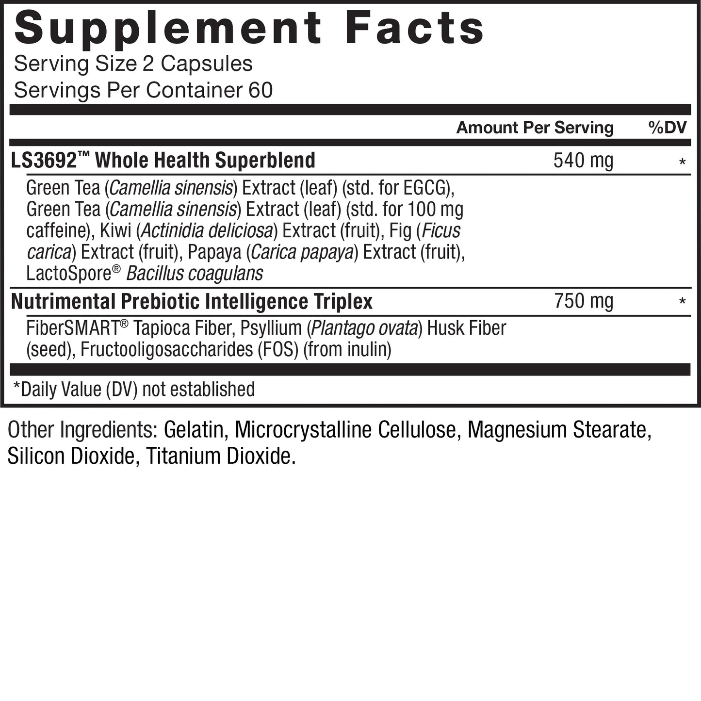 Probioslim + Prebiotic Fiber Supplement with Probiotics for Digestive Health - 120 Capsules